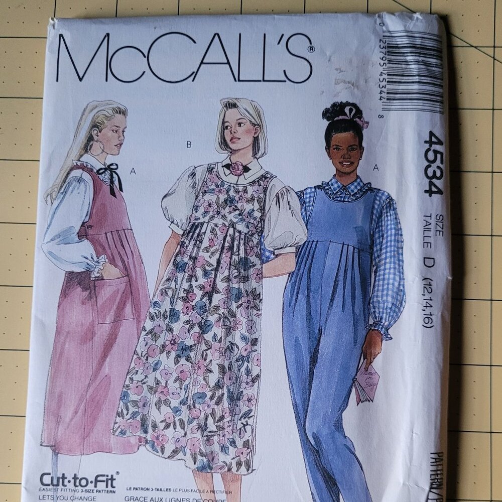 McCall's 4534 MATERNITY Pleated Jumpsuit, Jumper & Blouse Misses 12-14-16